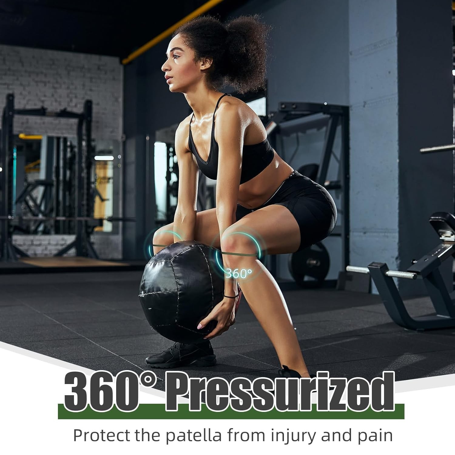 Comfortable Silicone Knee Support Bands, Perfect for Sports – Size M, Army Green