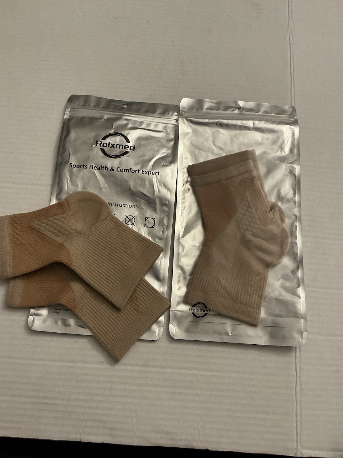 ROLXMED Women Beige Brace Support Elastic Compression Sleeve S. Small – 2 PACKS