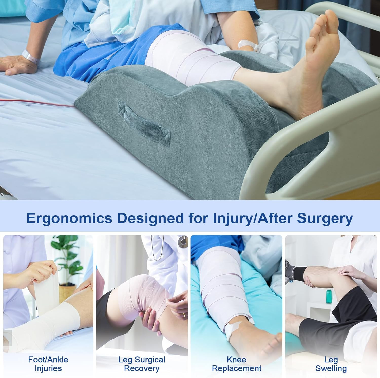 Adjustable Leg Elevation Pillows for after Surgery,Ergonomic Curve Keeps Straigh