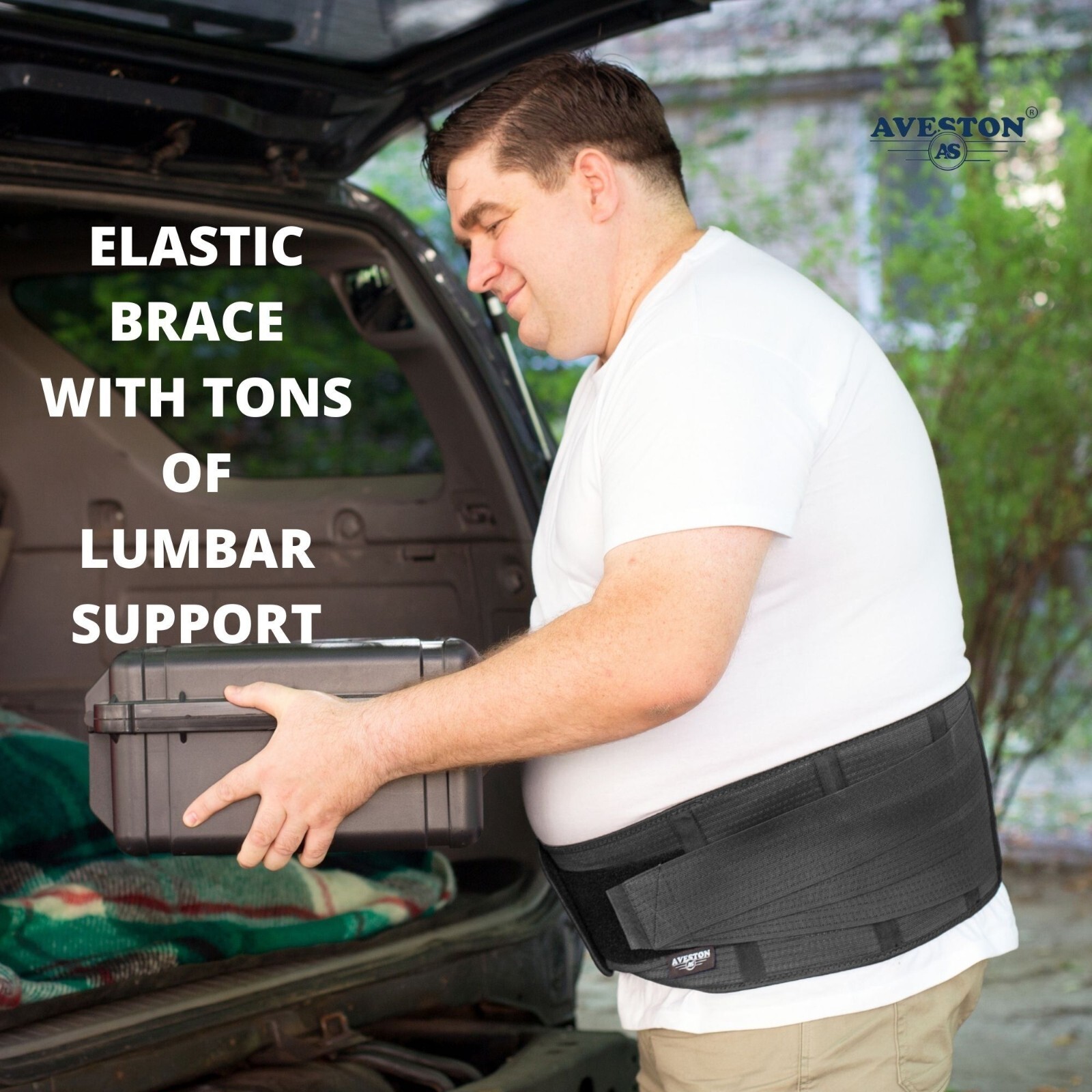 AVESTON Lumbar Brace Back Support Belt Lower Waist Pain Relief Thin Light Medica