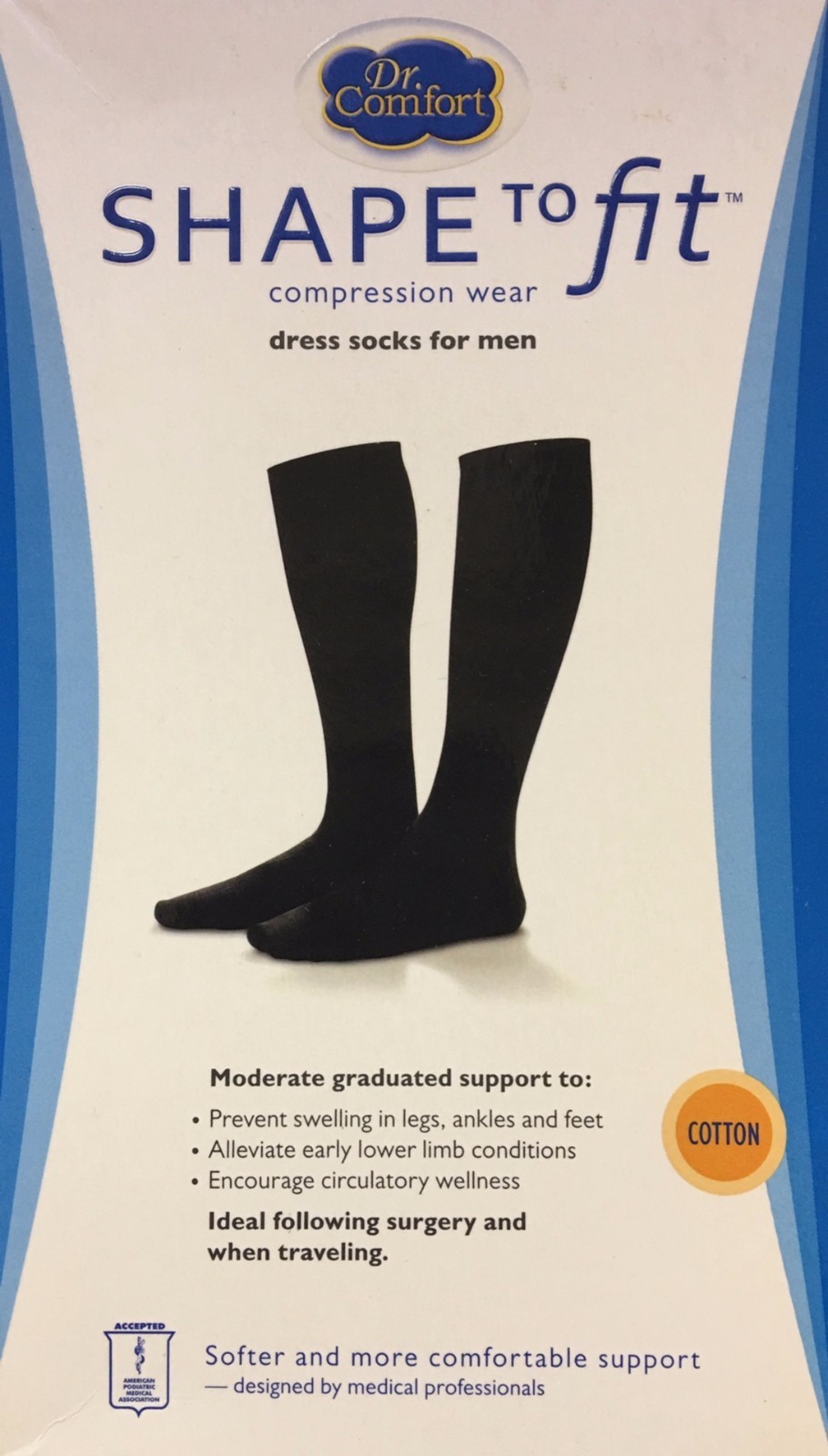 Dr. Comfort Men’s 15-20 mmHg Calf High Medical Cotton Dress Socks COLORS & SIZES
