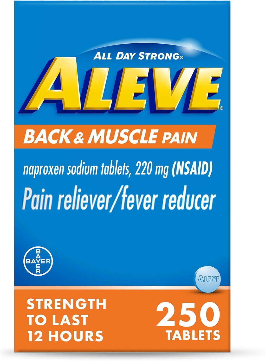 Back & Muscle Pain Relief Naproxen Sodium Tablets, Pain Reliever & Fever Reducer