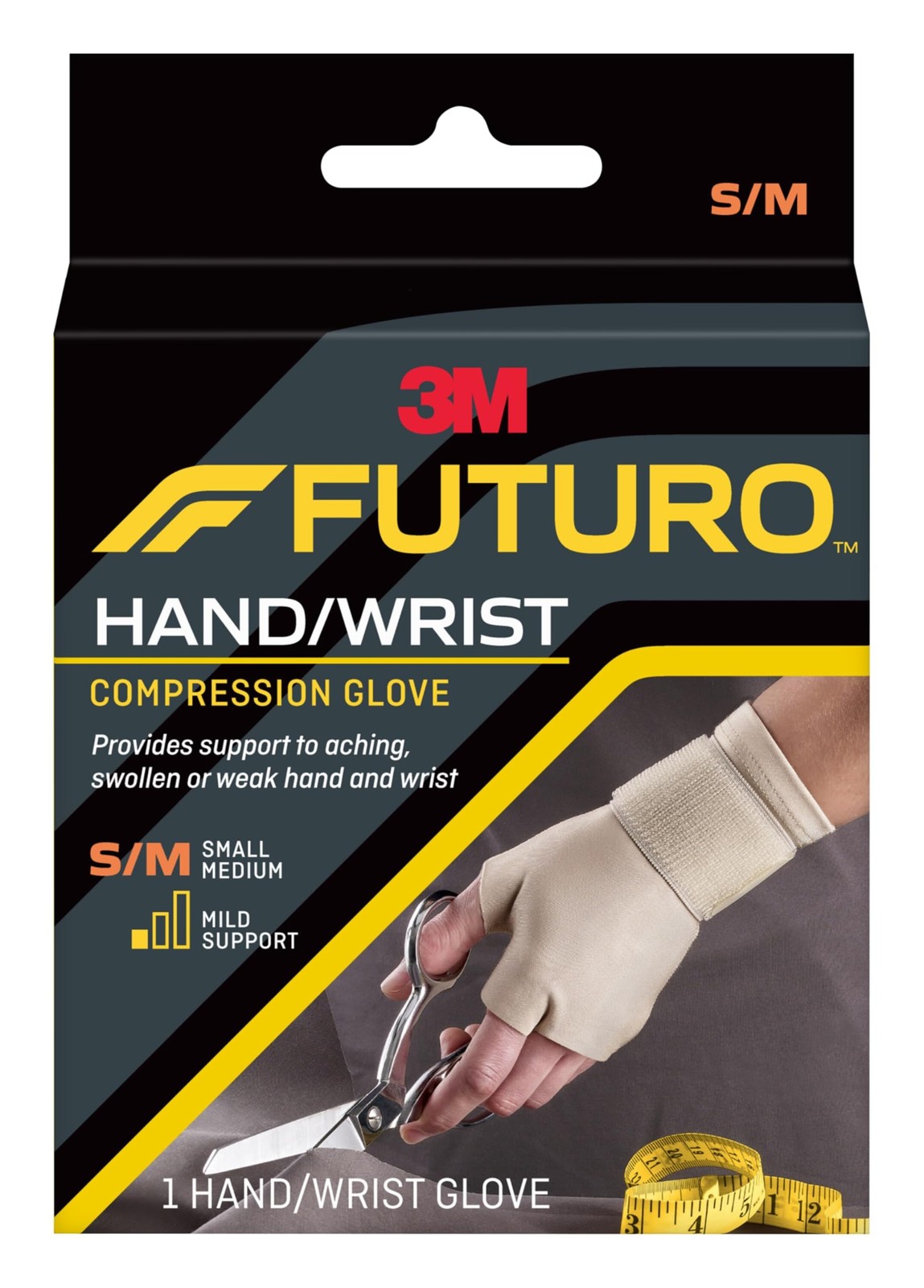 Compression Glove Mild Support for Aching Weak Hands and Wrists S/M