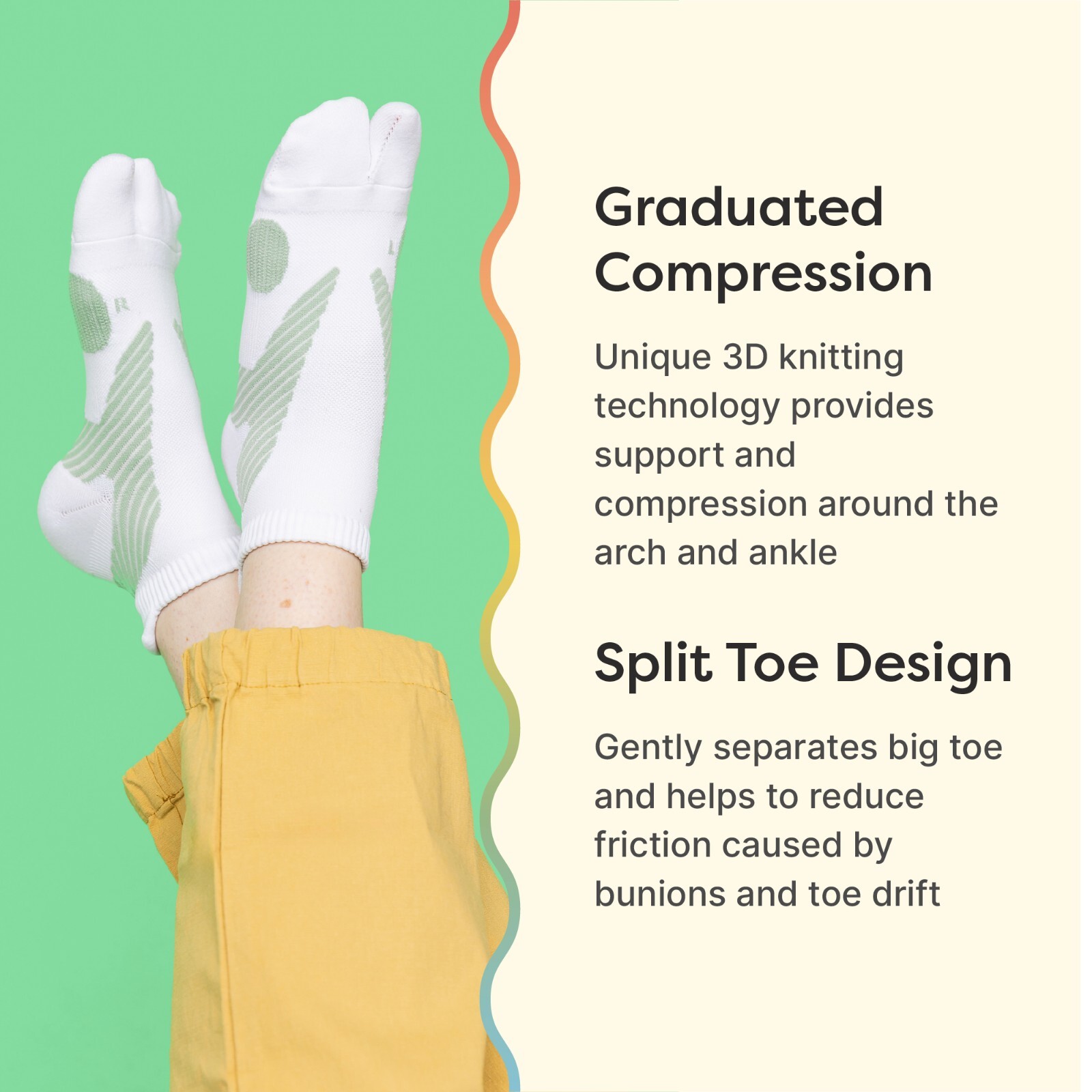 ZenToes Split Toe Padded Bunion Protection Socks for Men and Women Pain Relief