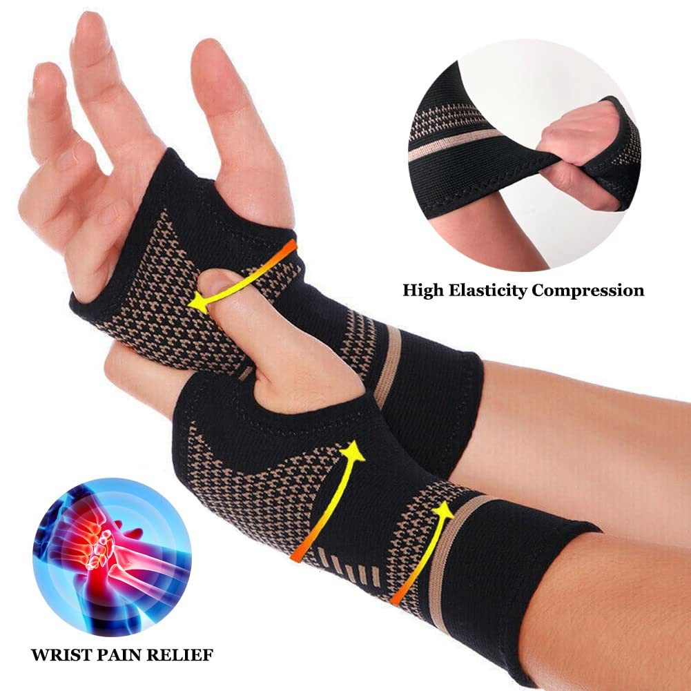Copper Wrist Compression Sleeve Brace Support for Carpal Tunnel Sports Typing