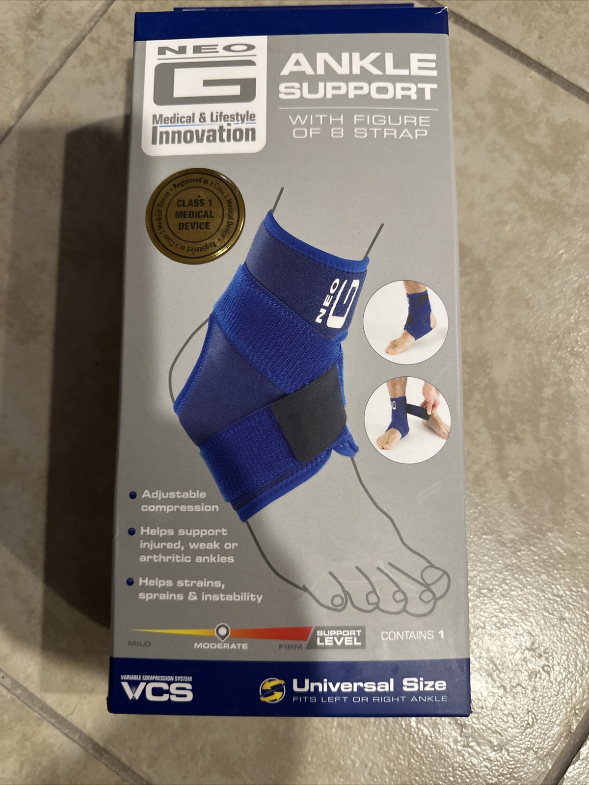 NEO G ANKLE SUPPORT W/ FIGURE OF 8 STRAP CLASS 1 MEDICAL DEVICE FREE SHIPPING