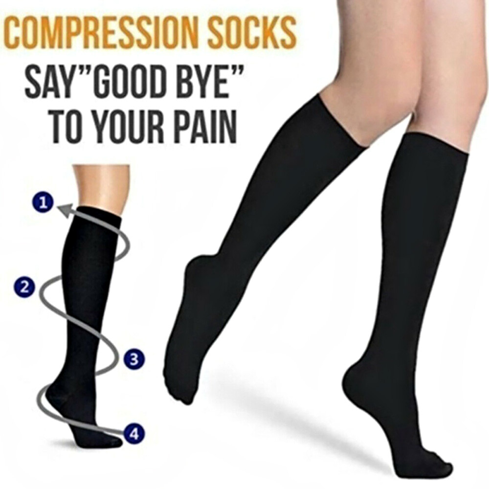 3 PAIRS Compression Socks Wide Calf Plus Size L Knee High 15-20mmHG Sports Socks
