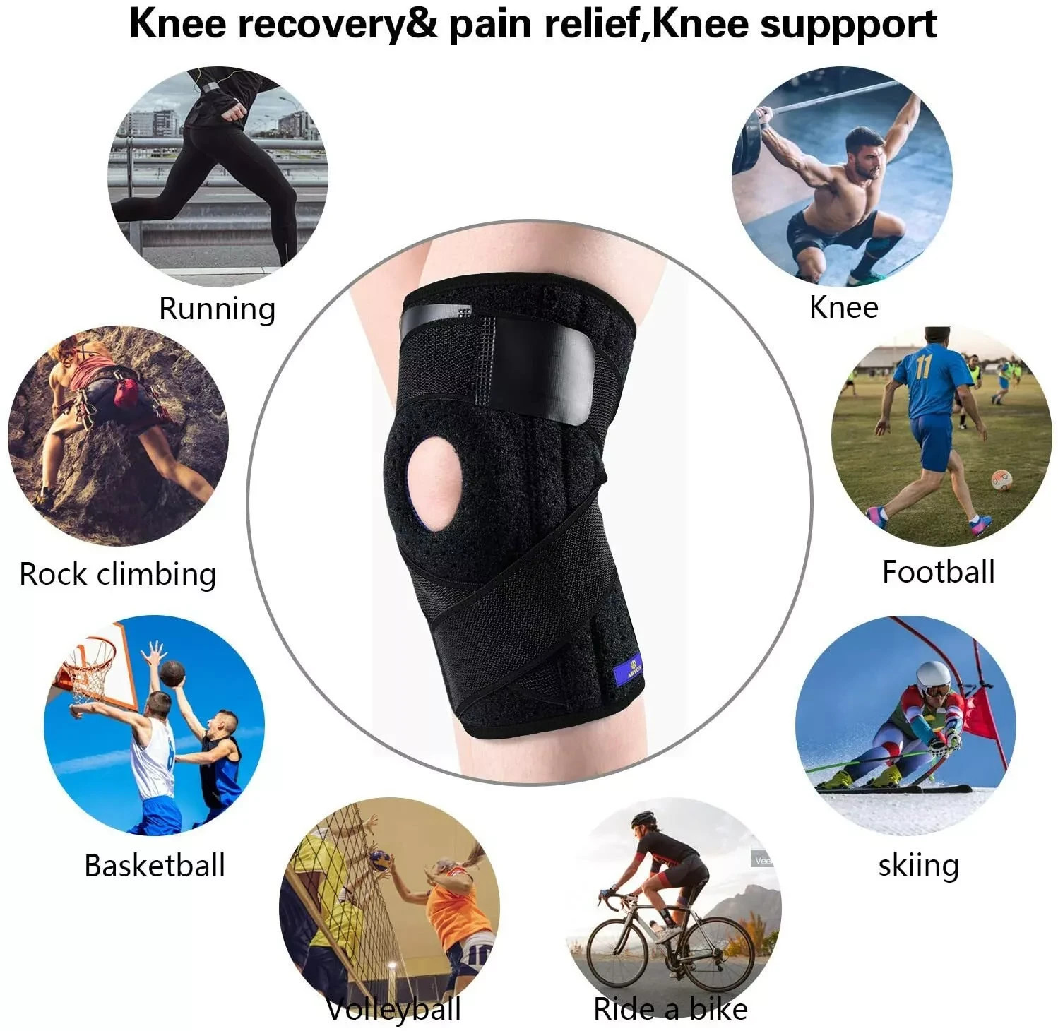 Knee Brace Side Stabilizers for Meniscus Tear Knee Pain,Adjustable Straps