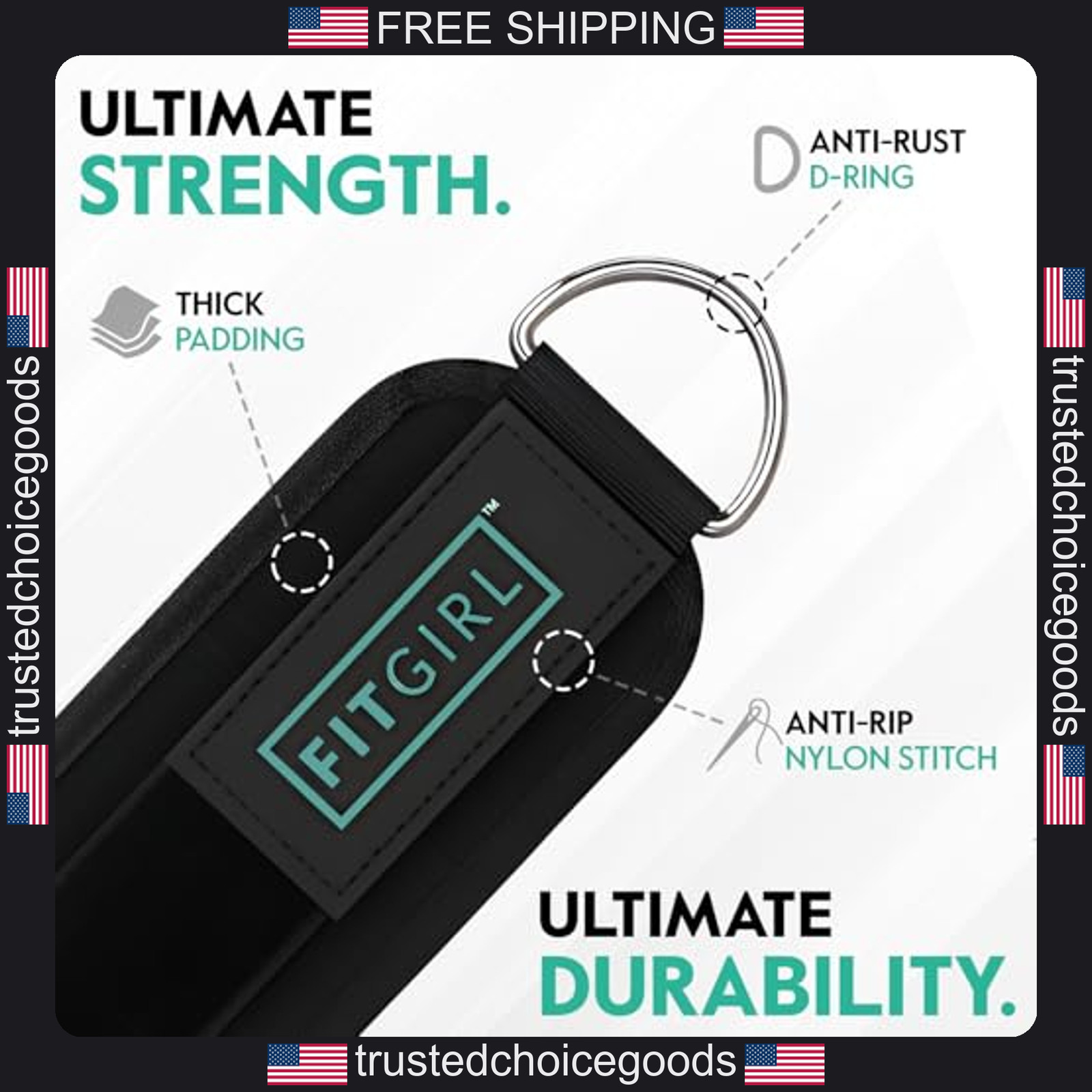 Fitgirl ankle strap for cable machine, adjustable padding, gym and home workouts
