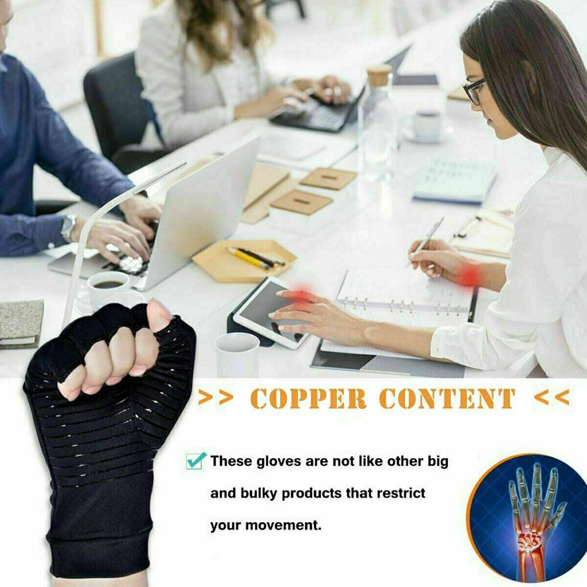 Copper Arthritis Compression Gloves Hand Support Joint Pain Relief Sport Gym USA
