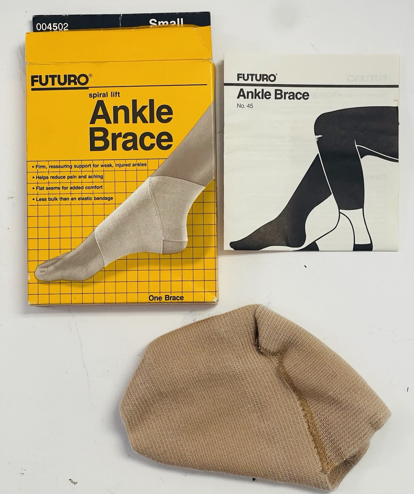 Futuro Spirl Lift Small Ankle Brace 004502 Vintage 1983 W/Box And Instructions