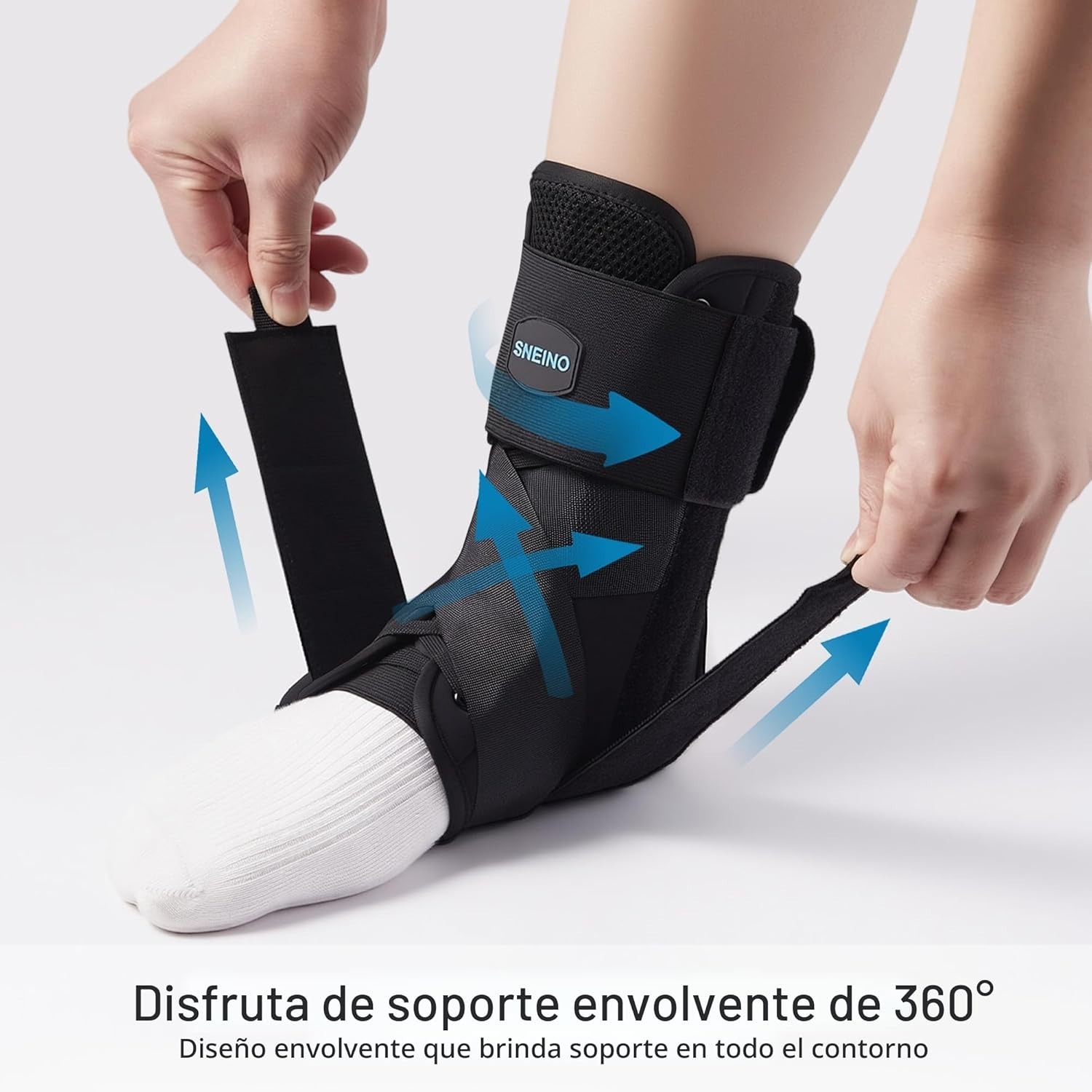 SNEINO Lace Up Adjustable Ankle Support Brace for Sprained Ankle Medium Black