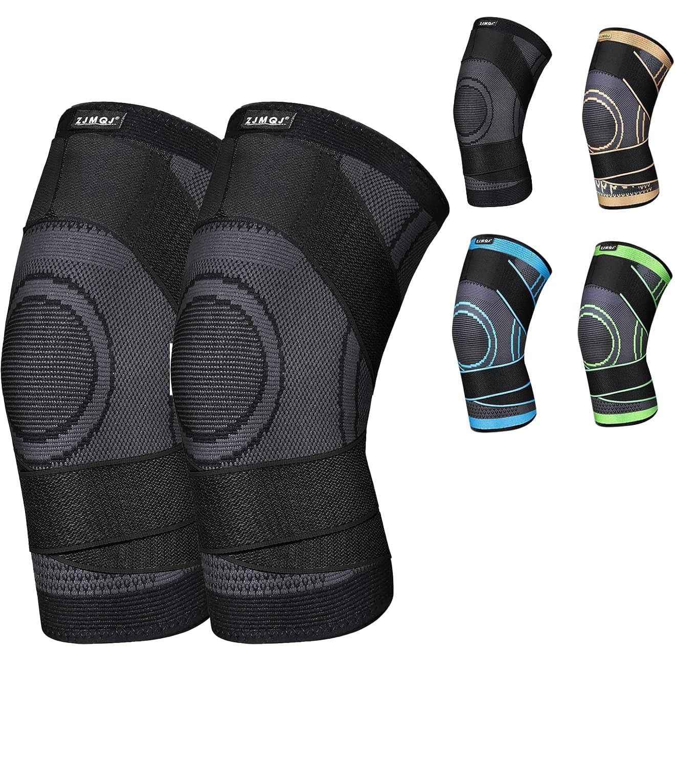 Knee Sleeve, knee Support for women and men with Removable Medium, 2P-Black