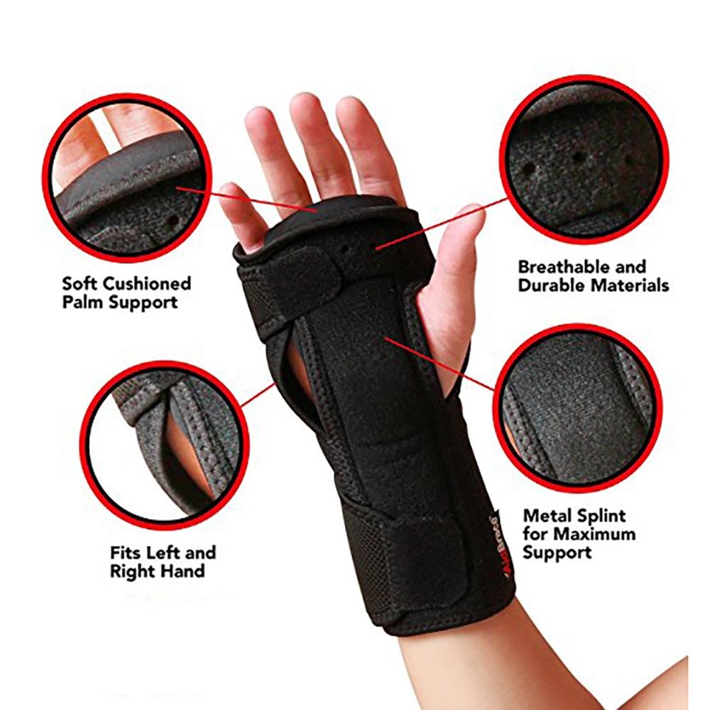 Feisuo 1 Pair Night Wrist Sleep Support Brace – Fits Both Hands Small, Black