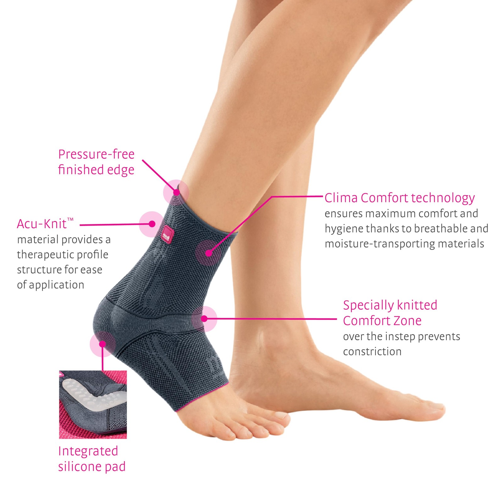 Levamed Knit Ankle Support for Men & Women Silver IV