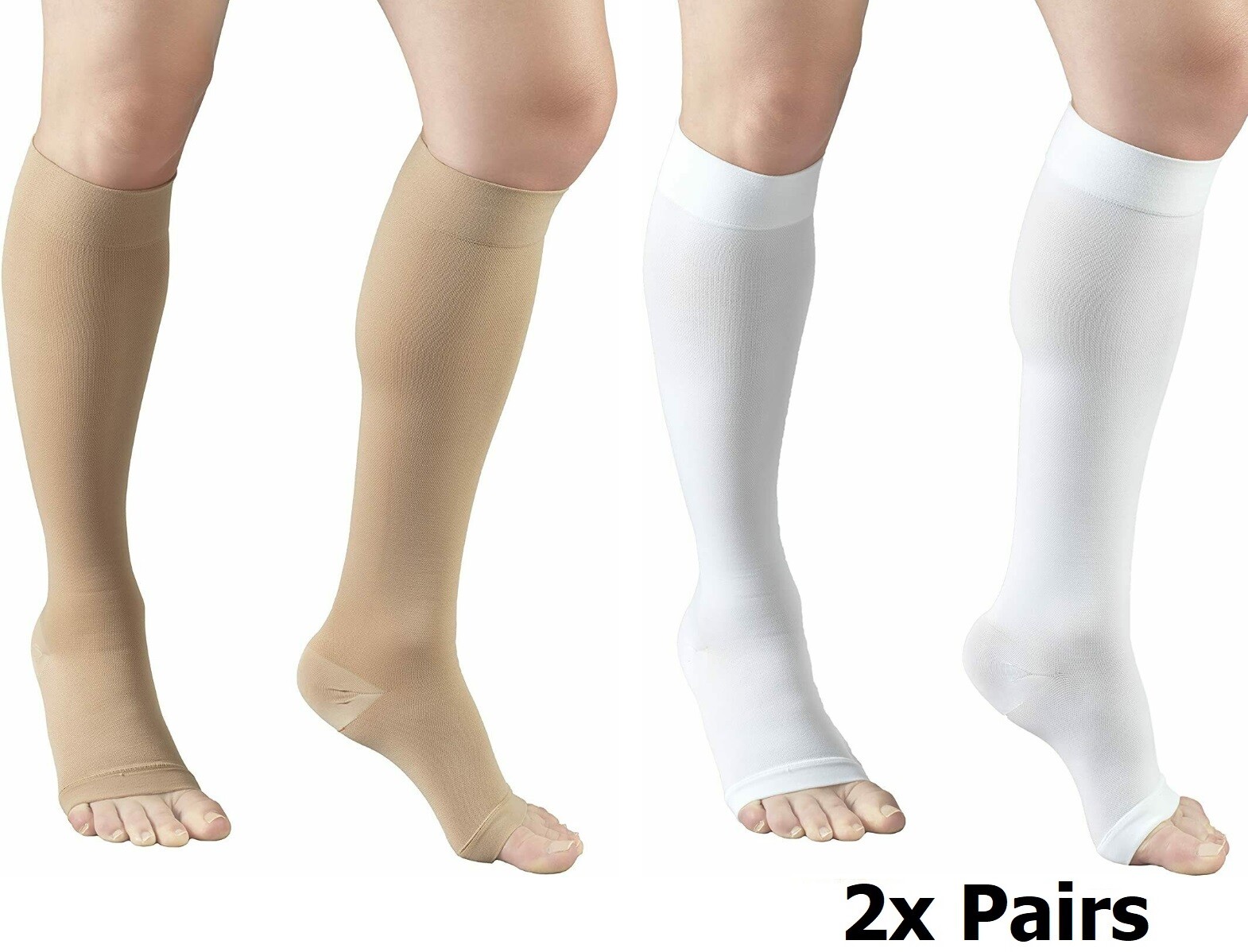 Truform 0808 Compression Stockings Uni Anti-Embolism Open Toe [18 mmHg] 2x Pairs