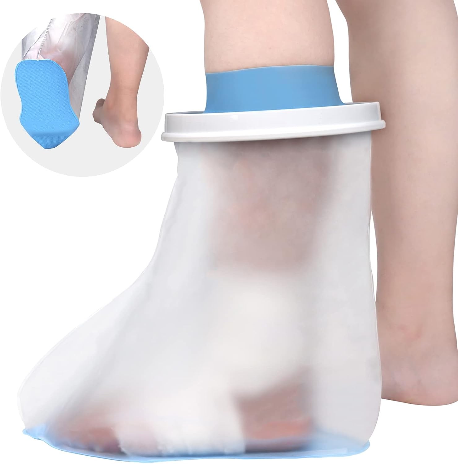 Waterproof Foot Cover for Shower Adult, Foot Cast Covers with Non-Slip Padding B