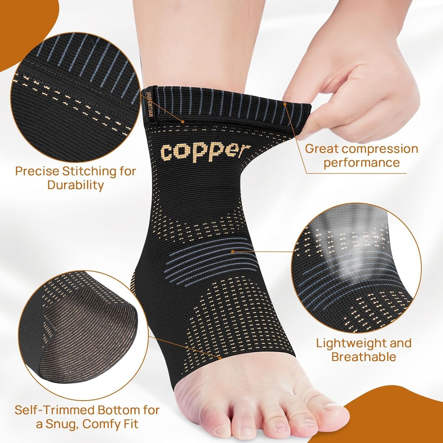 Ankle Compression Sleeve – Copper-Infused Support for Pain Relief (2 Pack)