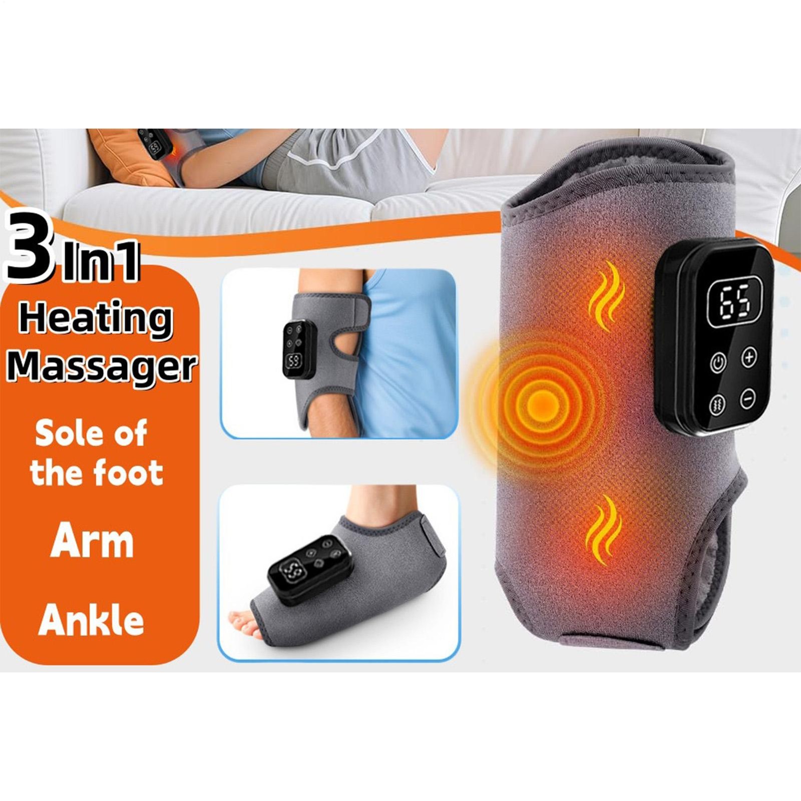 Electric Heated Foot Massager Cordless Brace Wrap With Vibration Ankle Massager
