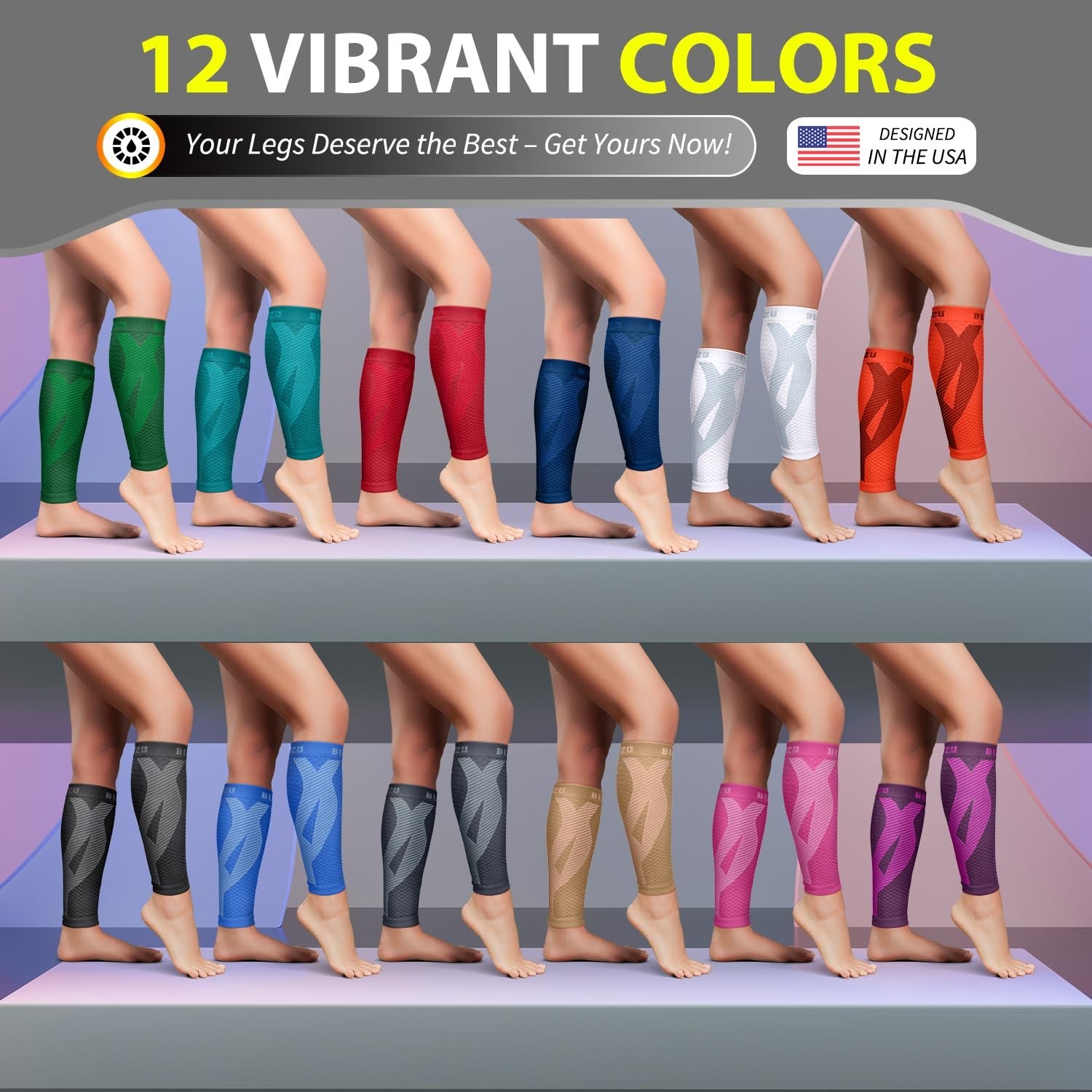 Calf Compression Sleeves for Men & Women – Footless Support Socks for Runners, S