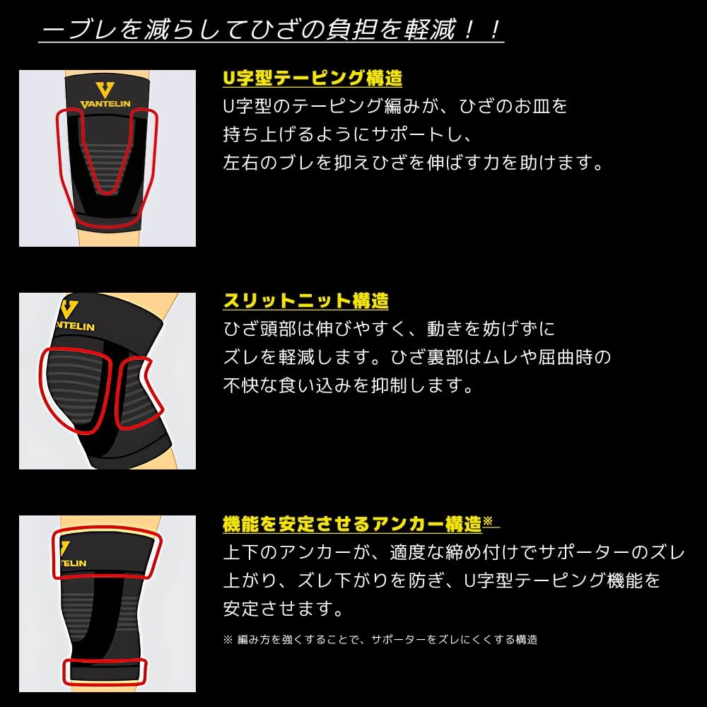 Vantelin Kowa Knee Support Protection Black Large size 37-40cm Japan New