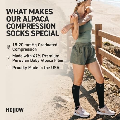 Alpaca Compression Socks for Women & Men 15-20 mmHg – Wide Calf, 8-10 Grey