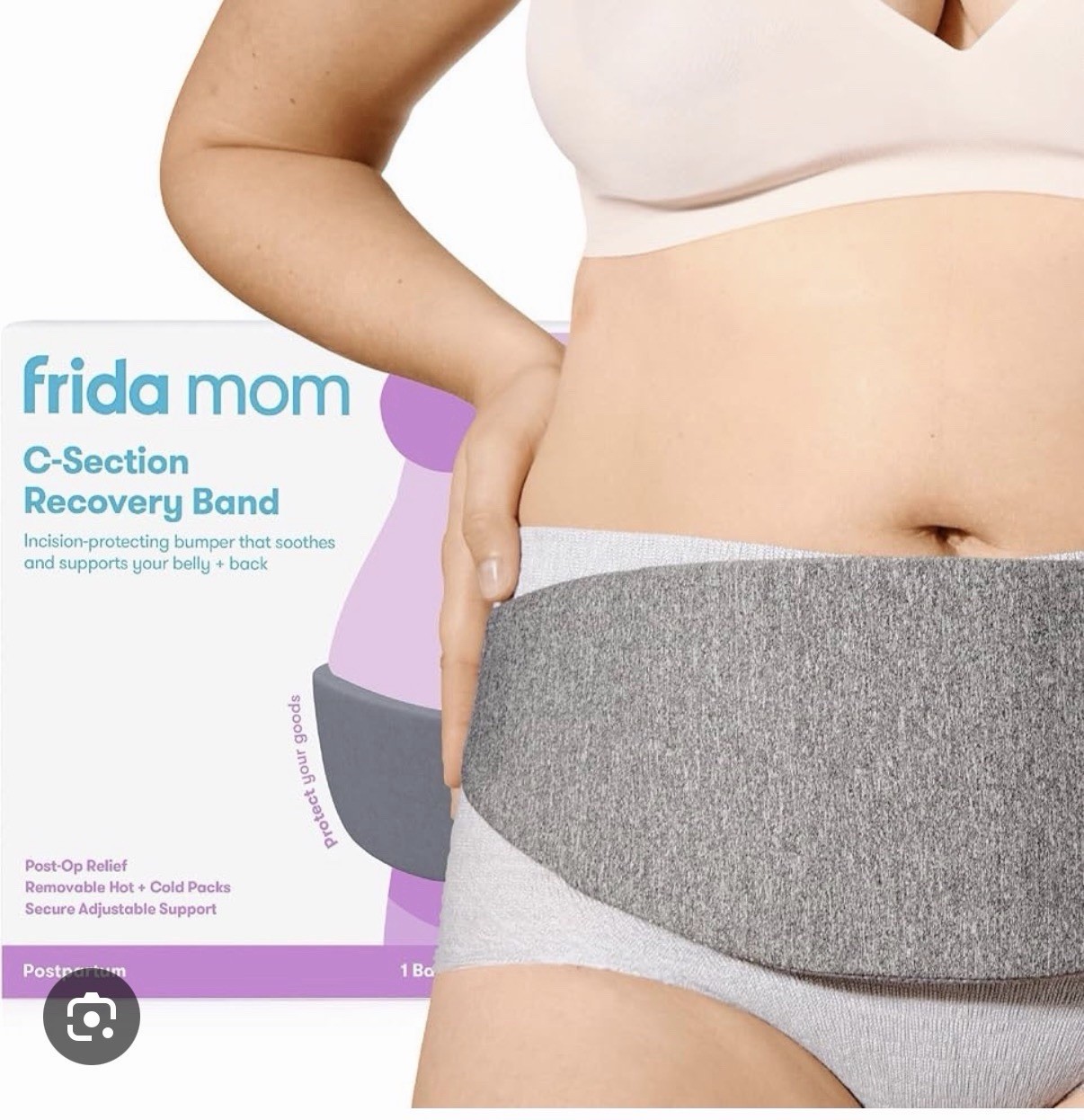 Frida Mom C-Section Recovery Band Adjustable Post-Op Abdomen/Back Support Gray