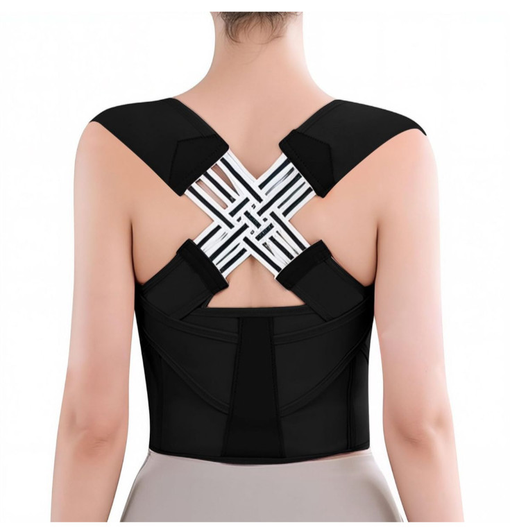 QFE Back Brace Posture Corrector Adjustable for Women and Men Black XXL SF-98