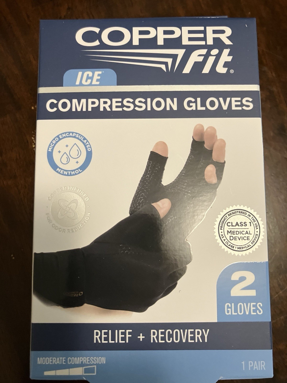 COPPER FIT ICE MENTHOL COMPRESSION GLOVES L / XL 3.¾” x 4.½” (1 Pair)