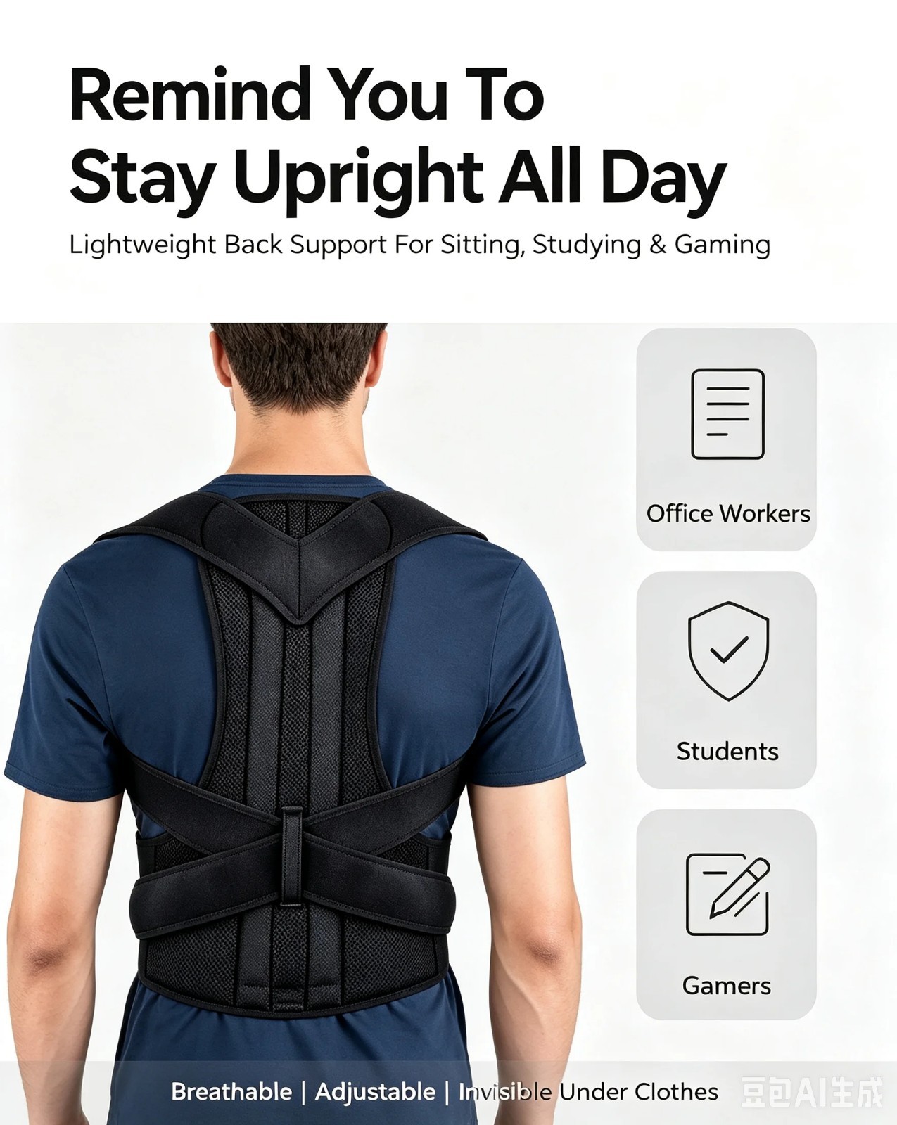 Posture Corrector Back Support Belt Thoracic Lumbar Brace Kyphosis Relief