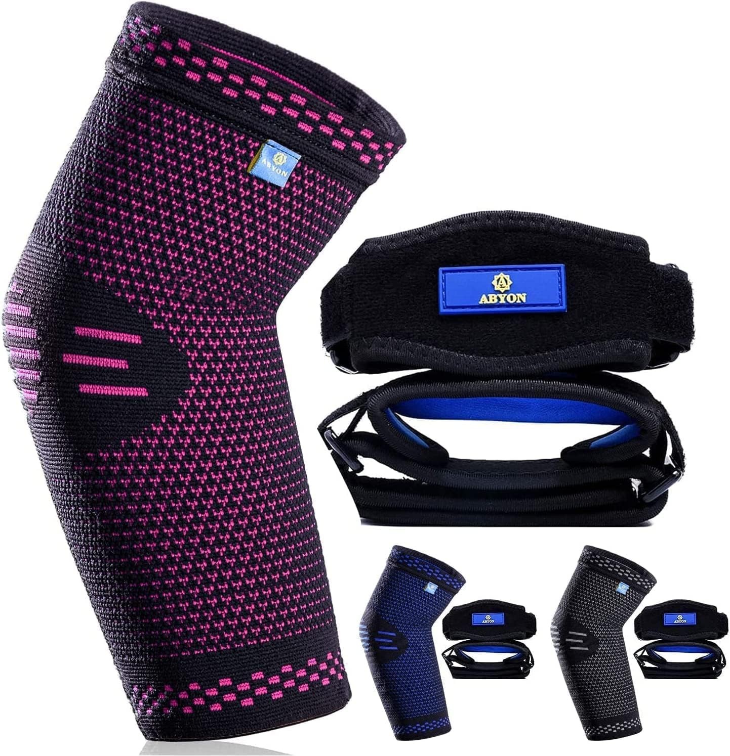 ABYON 3 Pack Professional Medical Grade Elbow Brace – Large, Pink