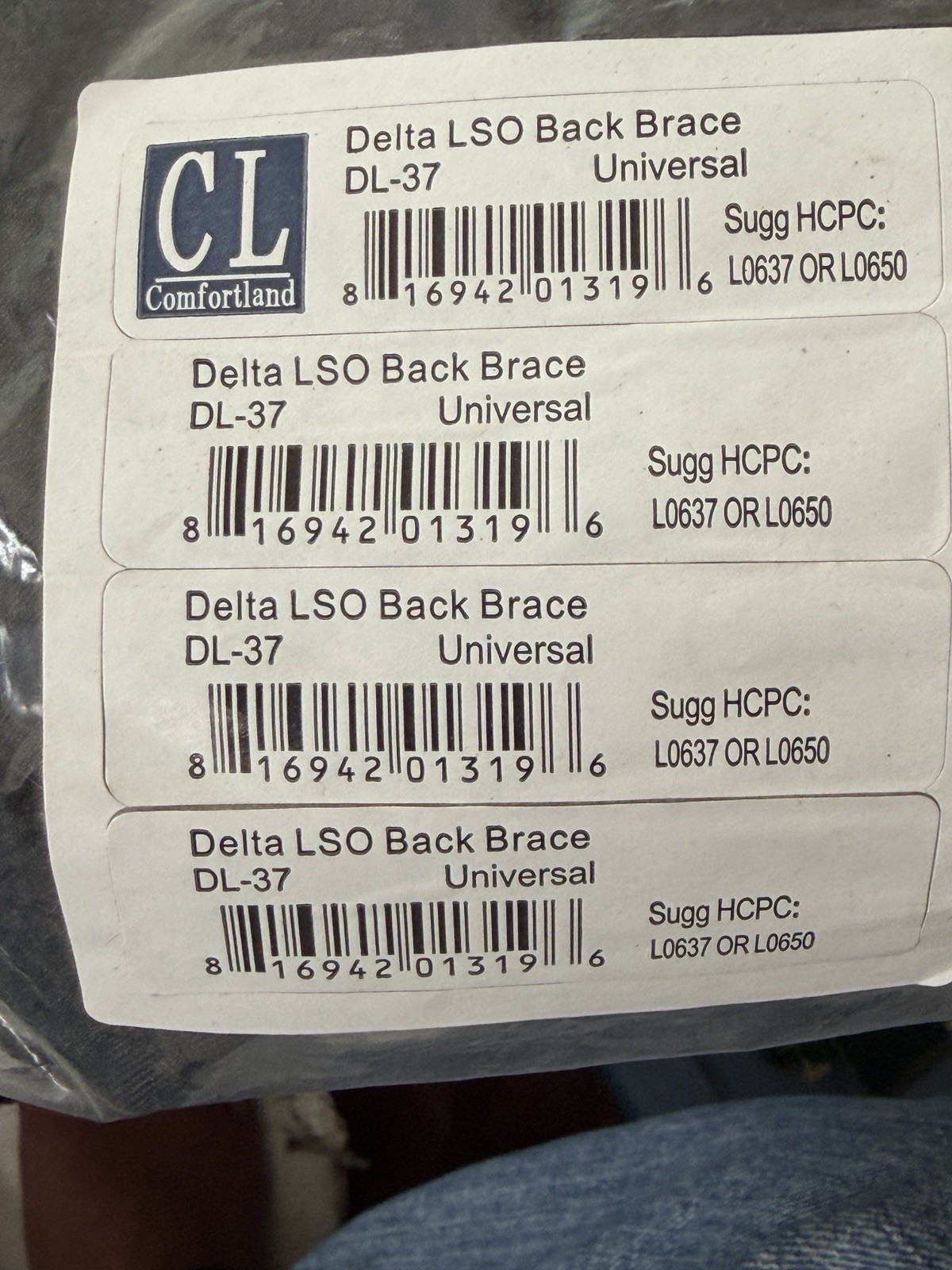 Comfortland Delta LSO Back Brace DL-37 Back Brace 2XL 50-56″ Waist L0637 L0650