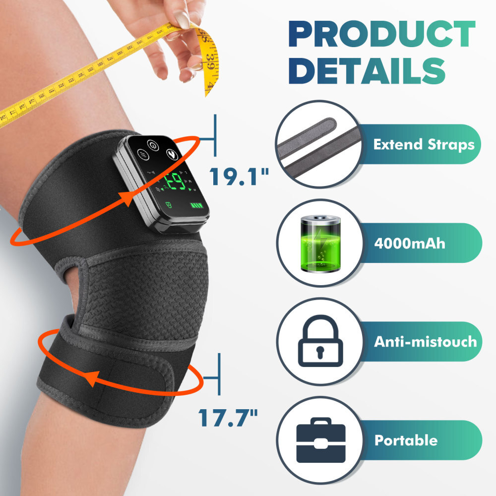 Cordless Heated Knee Brace Wrap Massager with Vibration for Knee Shoulder Elbow