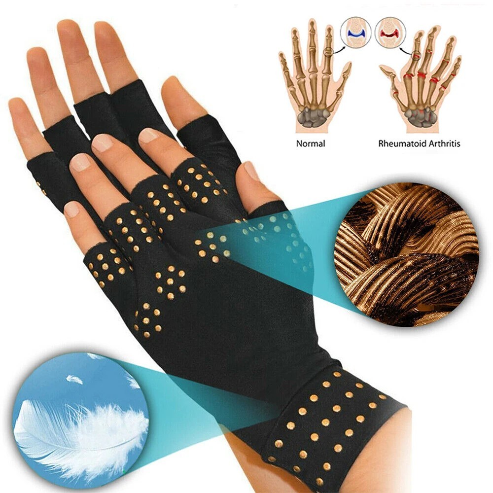 1 Pair Fingerless Arthritis Therapy Gloves Magnetic Compression Support