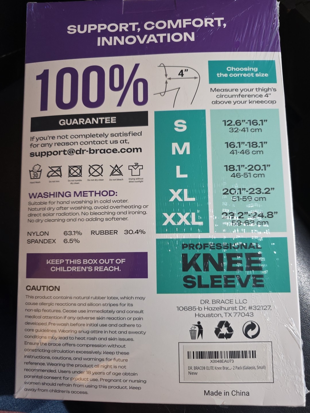 SEALED Dr. Brace Professional Knee Sleeve with side stabilizers 2PK SIZE SMALL