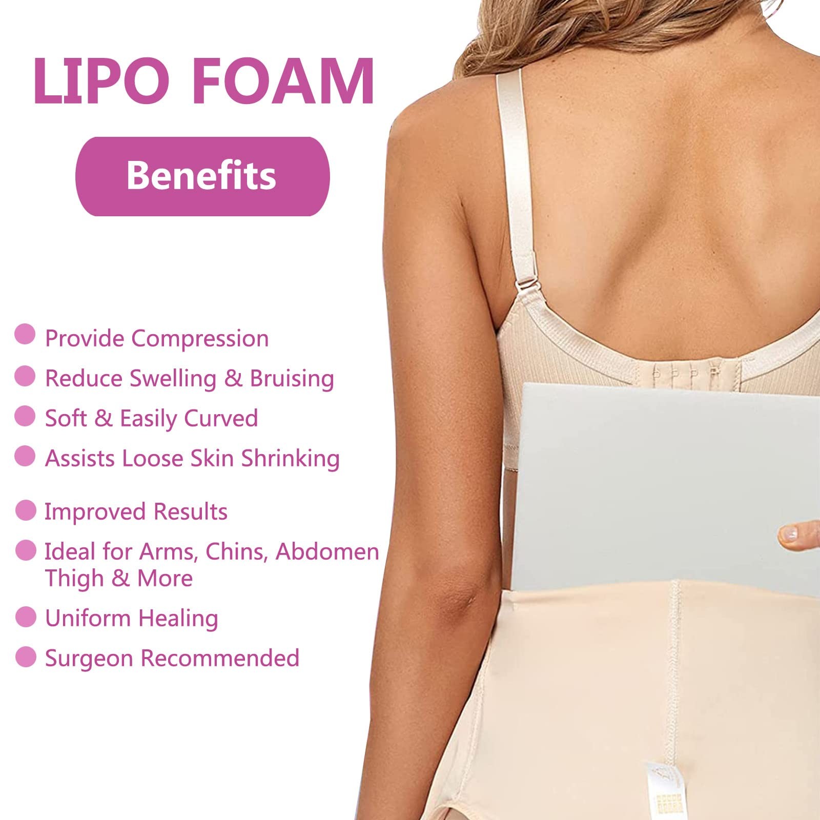 Lipo Foams Pads for Post Surgery, 4 Pack 8″ x 11″ BBL Foam Pads Boards Liposu…
