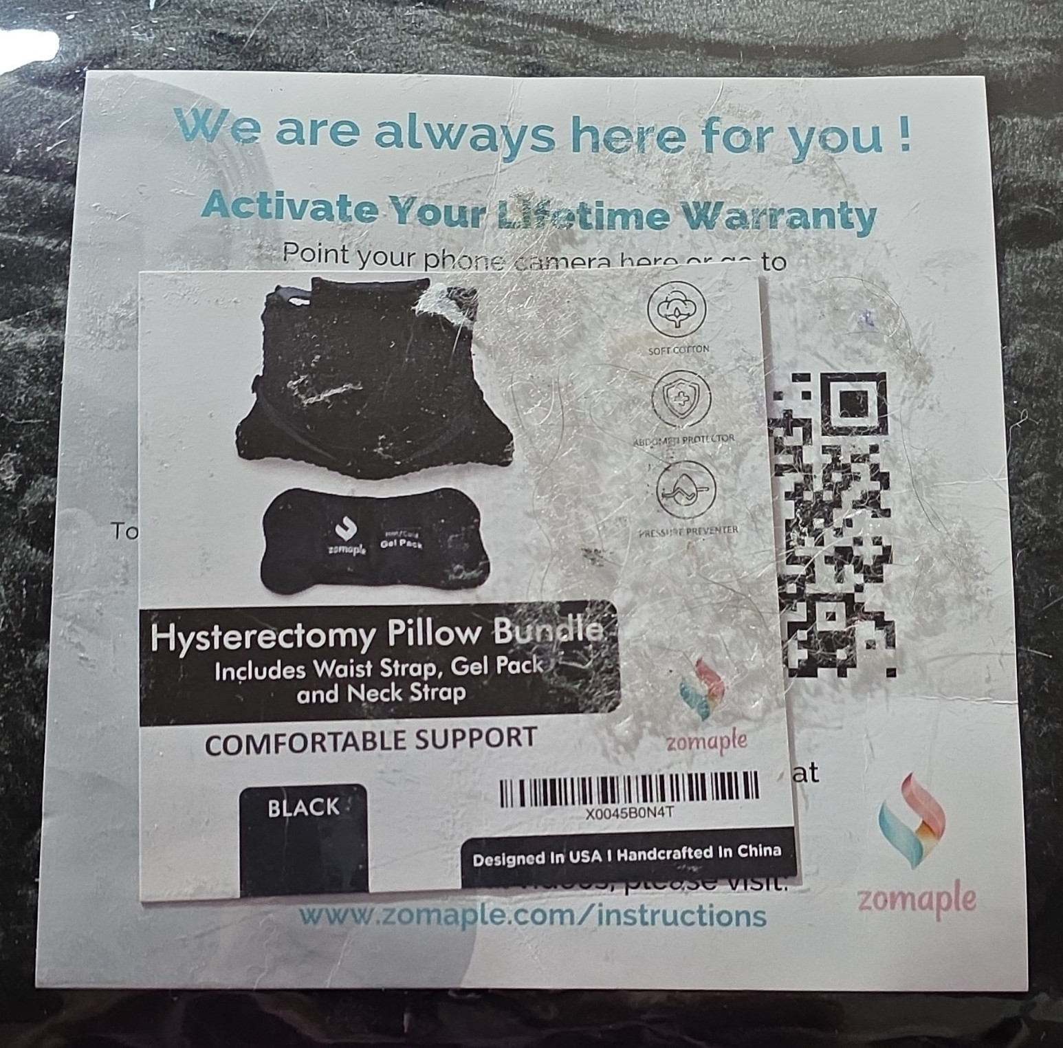 Zomaple Hysterectomy Pillow Bundle Adjustable w/ Waist Strap Gel Pack Neck Strap