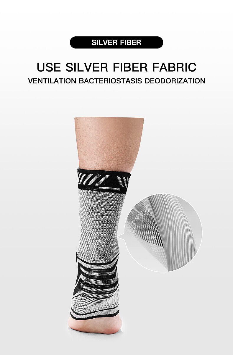Copper Ankle Brace Silver Support Compression Sleeve Socks Foot Fasciitis Pain