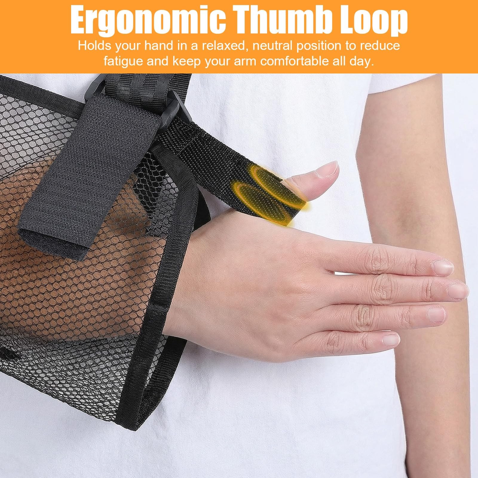 WJIAAA Mesh Arm Sling for Shoulder Injury, Adjustable One Size, Black