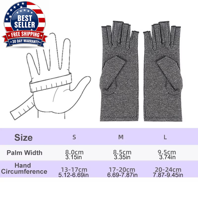 Relieve Hand Discomfort with 1Pair Fingerless Compression Gloves