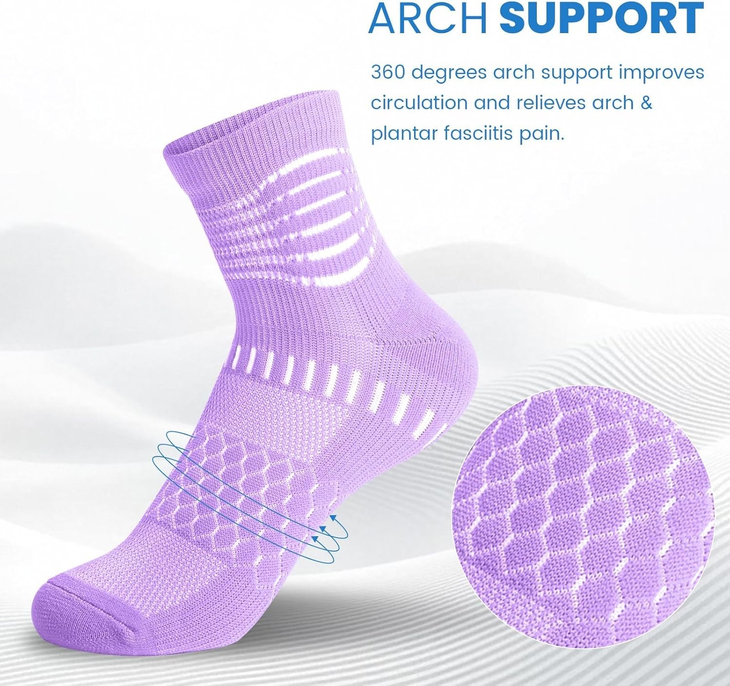 IRAMY Ankle Compression Socks for Women Men Plantar Fasciitis Relief 3/5 Pairs
