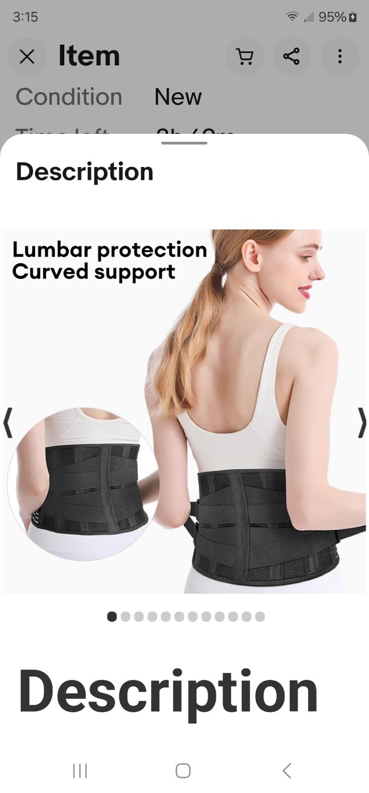 New Double Strap 3X Size Black Back Brace Breathable Lower Back Suppar Lumbar