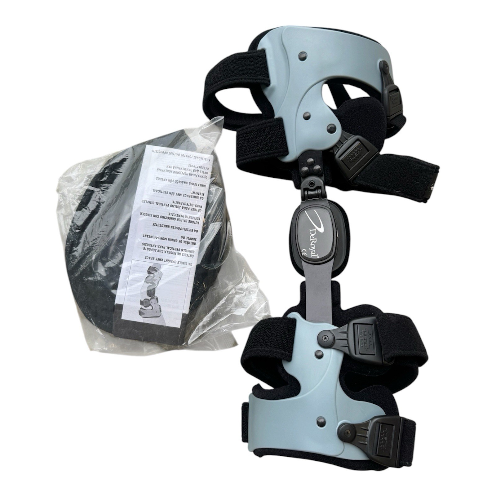 DeRoyal OA Single Upright Knee Brace Stabilization Gray/Black