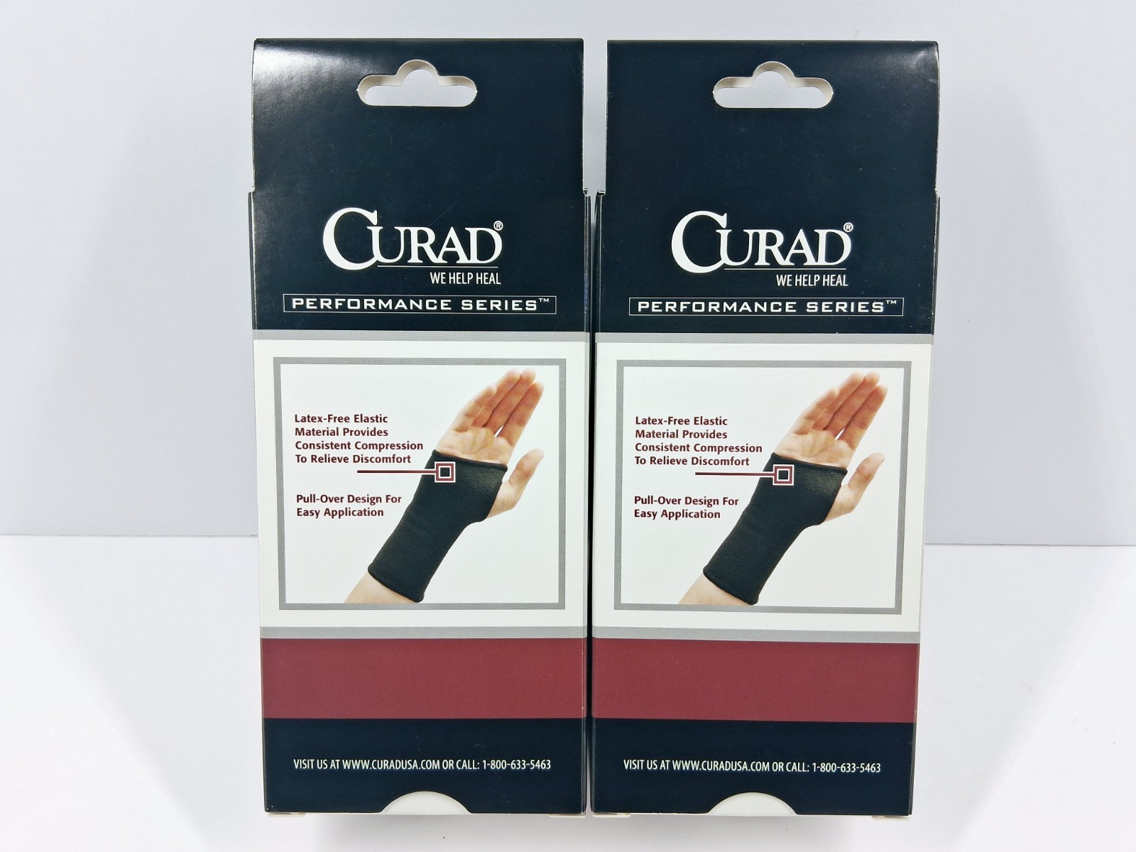 Curad Large Performance Series Wrist Support Band Elastic Black Two Pack