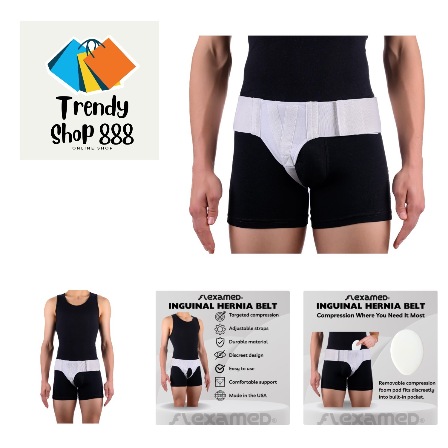 Lightweight Right Inguinal Hernia Support Belt | Breathable Comfort, Medium