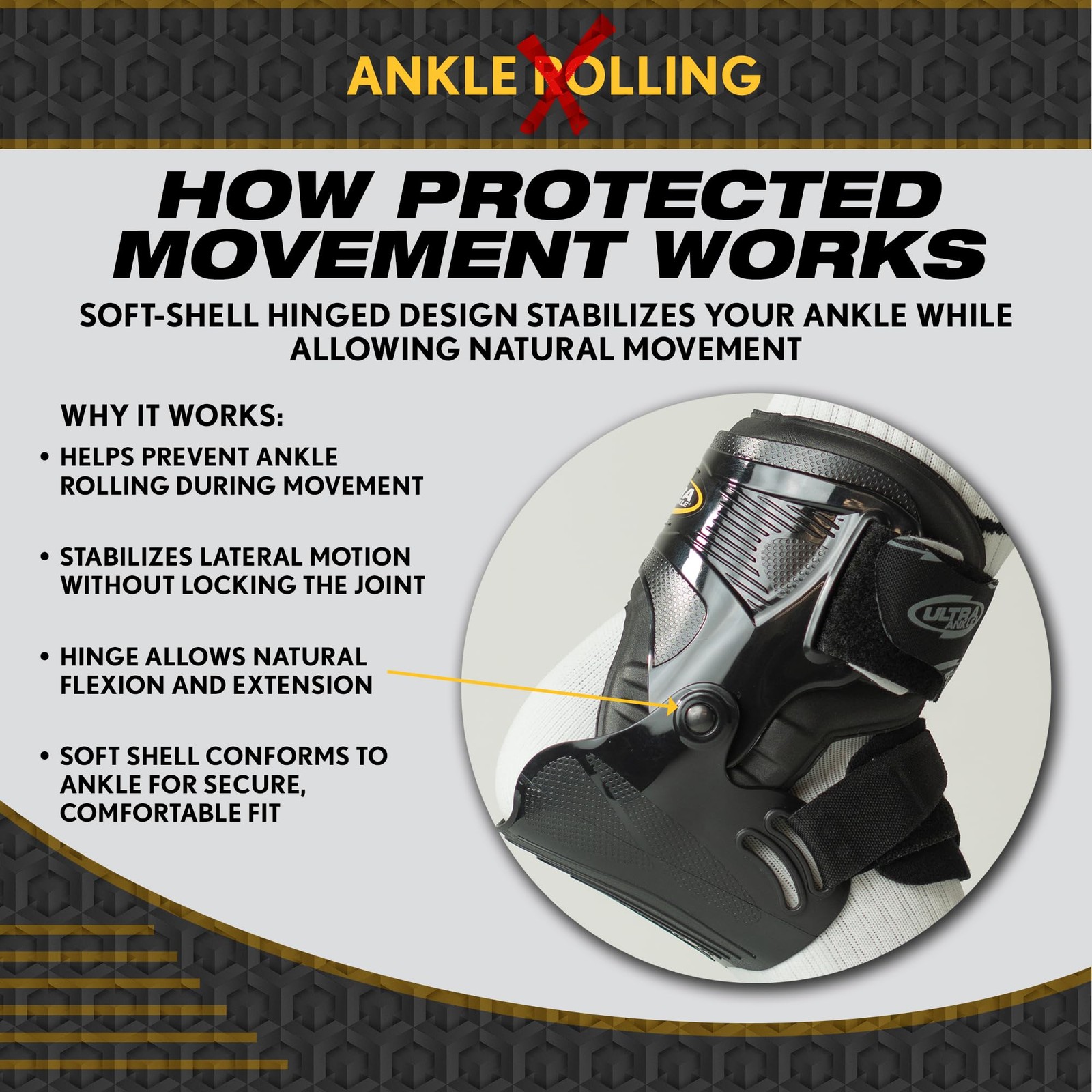 Ultra Zoom Hinged Sports Ankle Brace Sprained Ankle Recovery & Prevention