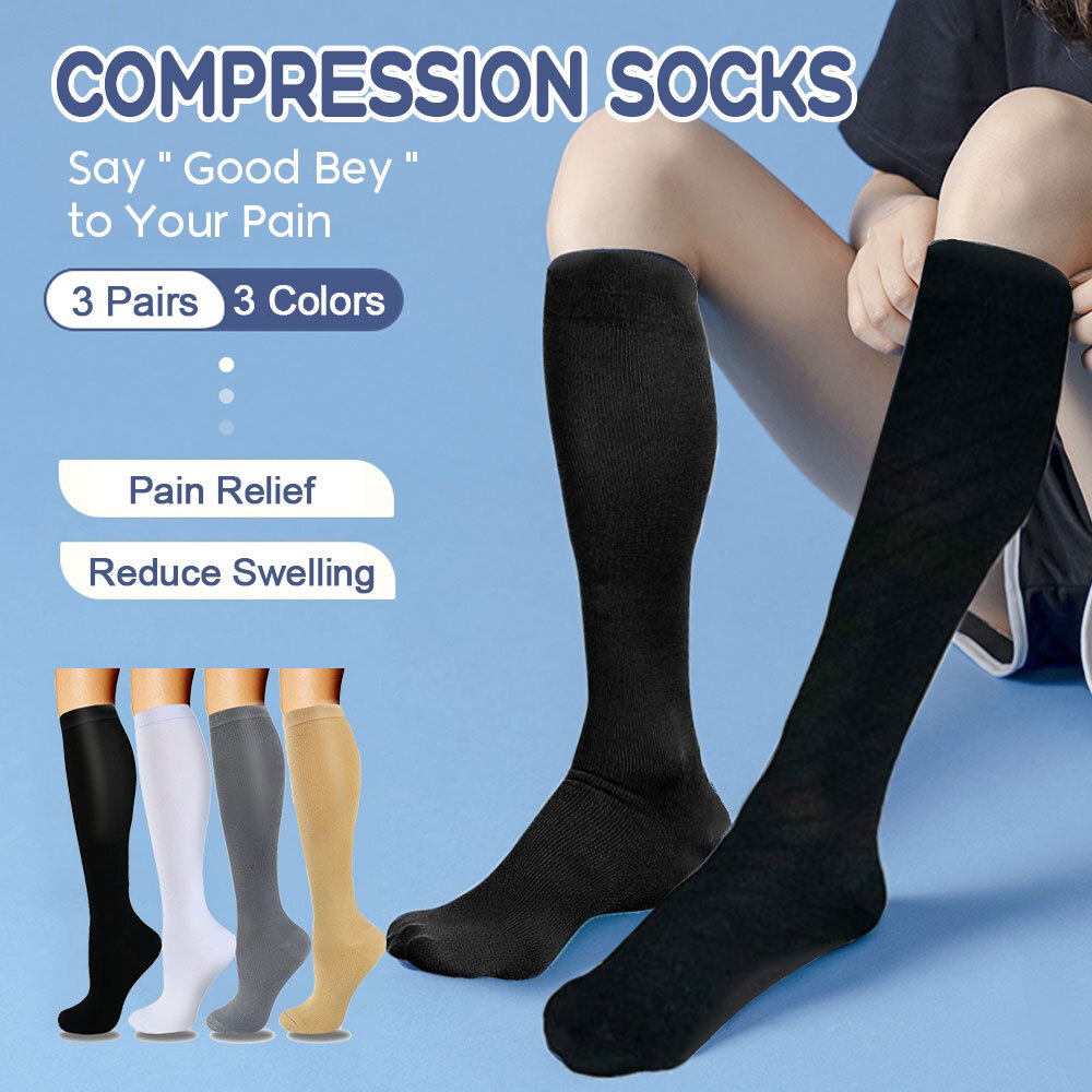 3Pairs Men’s Diabetic Over The Calf – Knee High Compression Pressure Socks