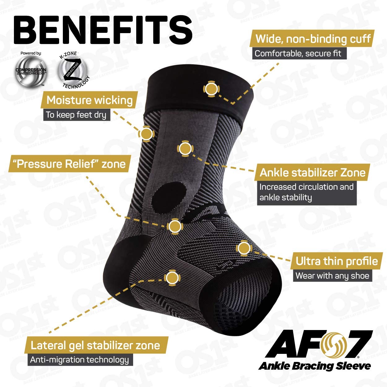 AF7 Ankle Compression Sleeve Bracing Support Sprain Achilles Tendonitis Relief