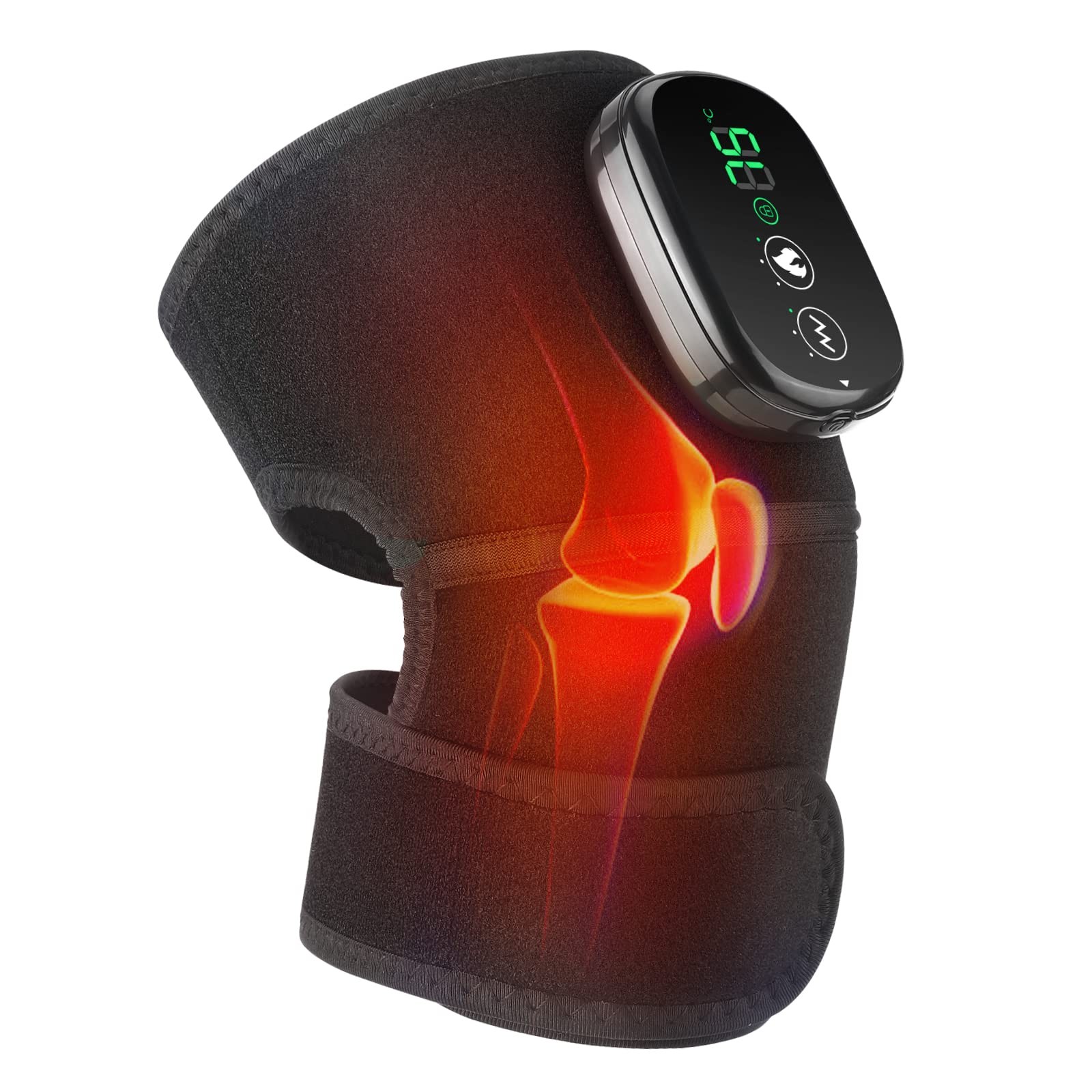 Cordless Knee Massager Shoulder Brace with Heat, 3-In-1 Heated Knee Elbow Should