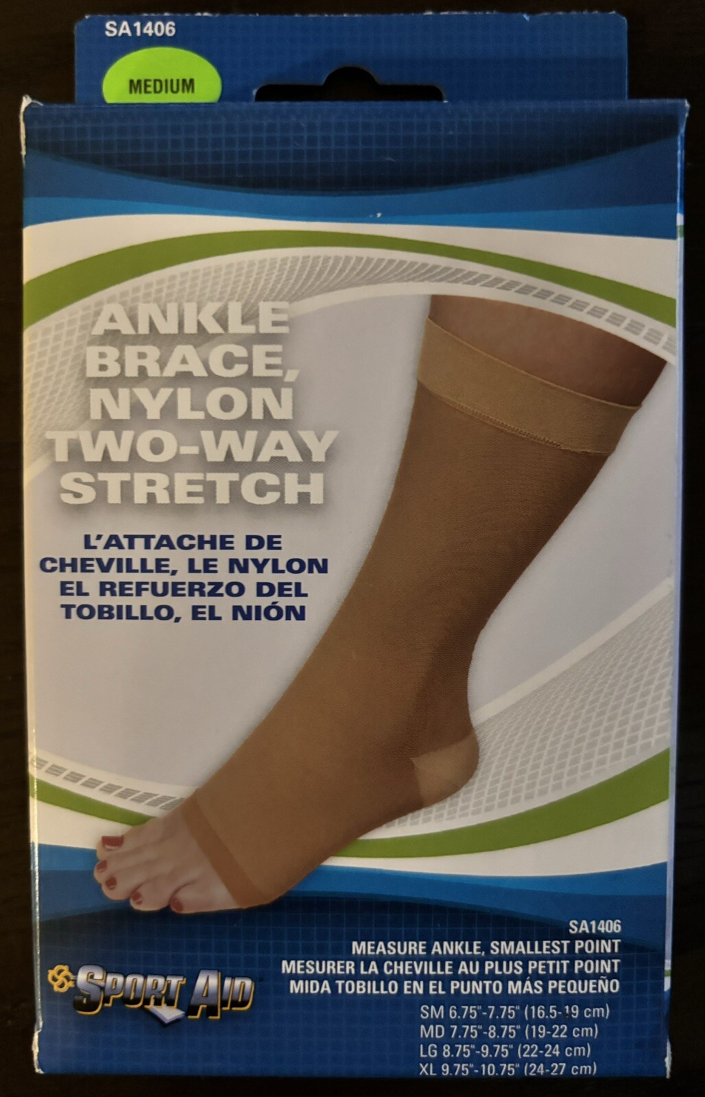 Sportaid Beige Ankle Support Medium Pull-On for the Foot SA1406 MED Or Large
